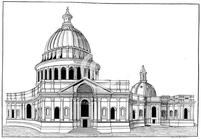 Sir Christopher Wren's original model for St Paul's cathedral, London, c1670-1672 (1893).Artist: Arthur Robertson