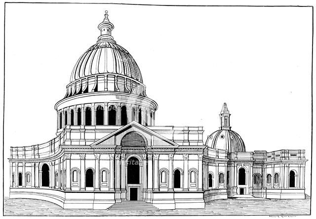 Sir Christopher Wren's original model for St Paul's cathedral, London, c1670-1672 (1893).Artist: Arthur Robertson
