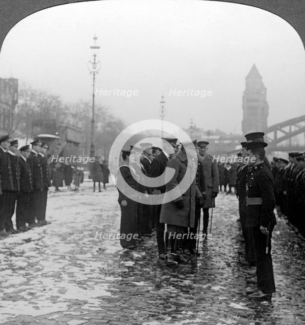 Sir Douglas Haig inspecting sailors, World War I, 1918.Artist: Realistic Travels Publishers