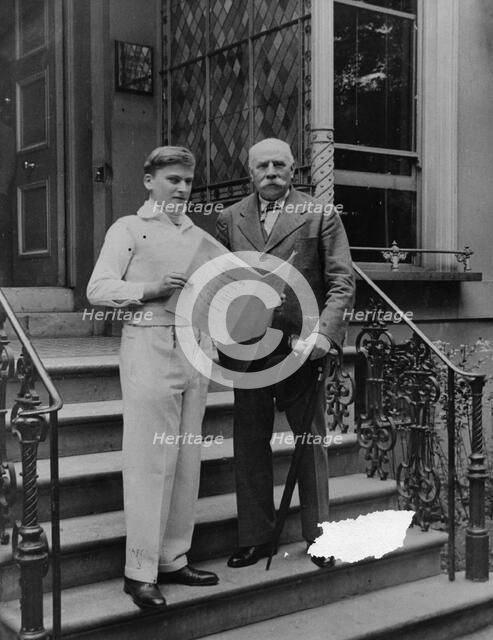 Sir Edward Elgar (1857-1934) with Yehudi Menuhin (1916-1999). Artist: Unknown