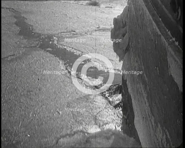 Sir Ernest Shackleton's Expedition Ship Cutting Through Sea Ice, 1922. Creator: British Pathe Ltd.