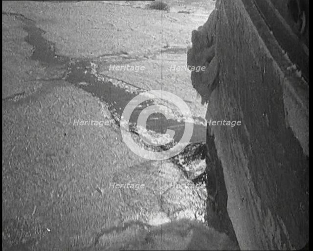 Sir Ernest Shackleton's Expedition Ship Cutting Through Sea Ice, 1922. Creator: British Pathe Ltd.