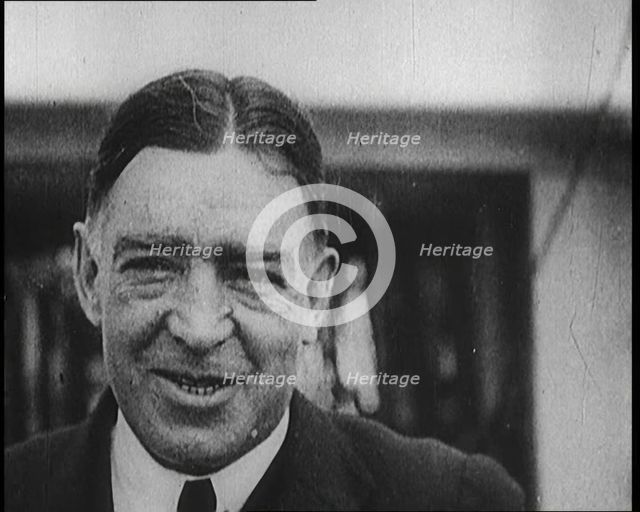 Sir Ernest Shackleton Talking Before an Exploration, 1922. Creator: British Pathe Ltd.