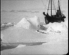 Sir Ernest Shackleton's Expedition Ship Cutting Through Sea Ice, 1922. Creator: British Pathe Ltd