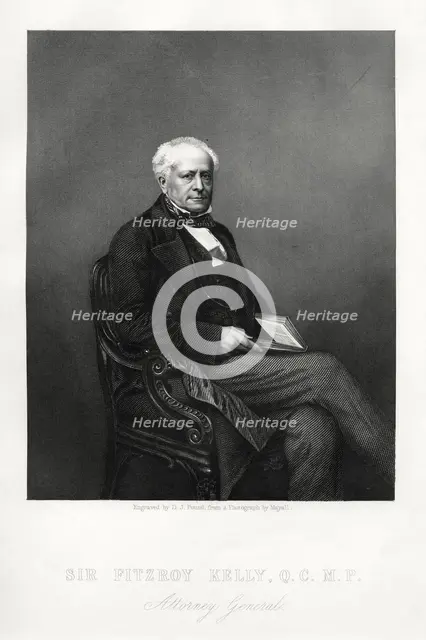 Sir Fitzroy Kelly, English judge, c1880. Artist: DJ Pound