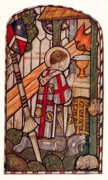 Sir Galahad. Design for a window at Kelvin-Side, Glasgow c1914. Creator: Harry Payne
