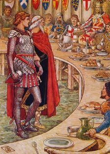 Sir Galahad is brought to the Court of King Arthur 1911. Artist: Walter Crane