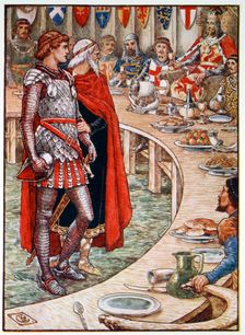 Sir Galahad is brought to the Court of King Arthur 1911. Creator: Unknown