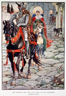 Sir Geraint and the Lady Enid in the Deserted Roman Town 1911. Creator: Unknown