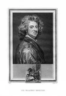 Sir Godfrey Kneller, German-born English Baroque era painter, (1825).Artist: John Corner