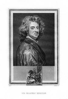 Sir Godfrey Kneller, German-born English Baroque era painter, (1825).Artist: John Corner