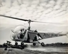 Sir Gordan Covell in a helicopter, Beltsville, Maryland, 1948. Creator: Unknown