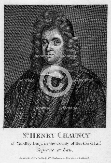 Sir Henry Chauncy, English lawyer, educator and antiquarian, (1802). Artist: Unknown