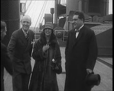 Sir Henry Segrave AKA Major Segrave And His Wife Lady Doris Segrave On a Ship With a Male..., 1927. Creator: British Pathe Ltd