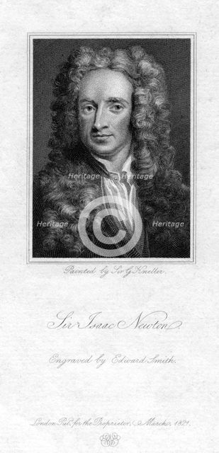 Sir Isaac Newton, English mathematician, astronomer and physicist, (1821).Artist: Edward Smith