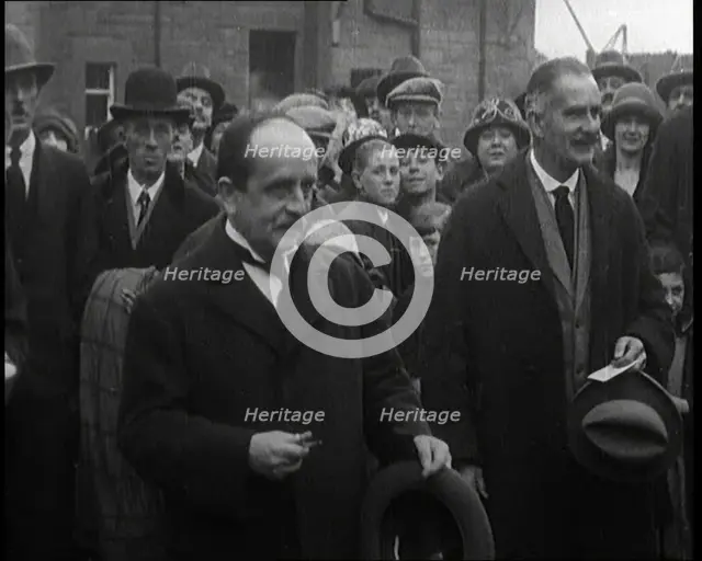 Sir James Barrie Standing With a Crowd of People, 1921. Creator: British Pathe Ltd.