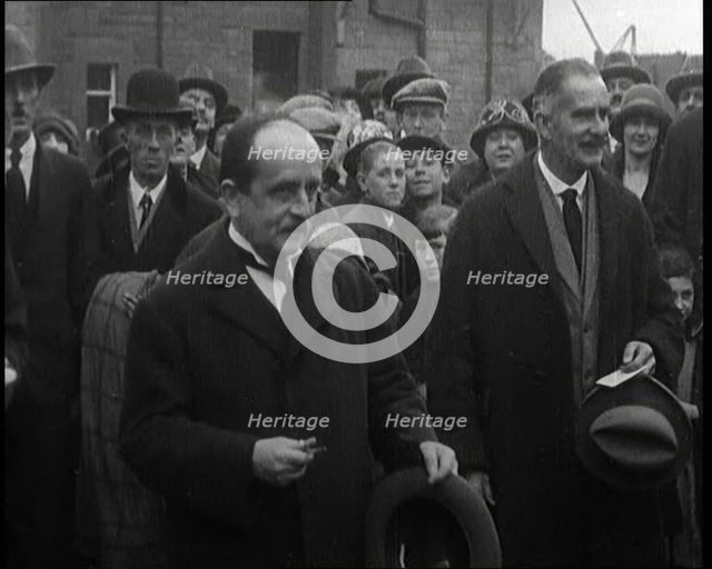 Sir James Barrie Standing With a Crowd of People, 1921. Creator: British Pathe Ltd.