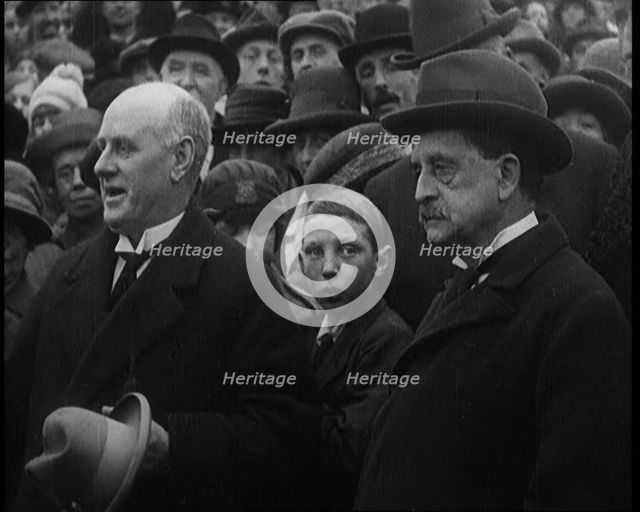 Sir James Barrie Standing With a Crowd of People, 1921. Creator: British Pathe Ltd.