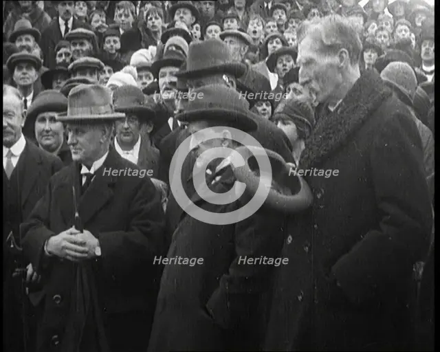Sir James Barrie Standing With a Crowd of People, 1921. Creator: British Pathe Ltd.