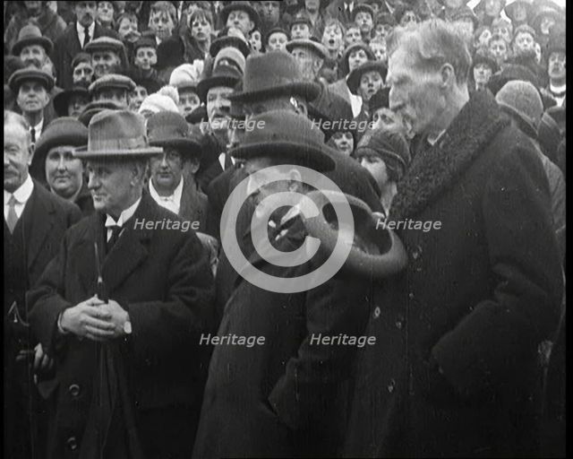 Sir James Barrie Standing With a Crowd of People, 1921. Creator: British Pathe Ltd.