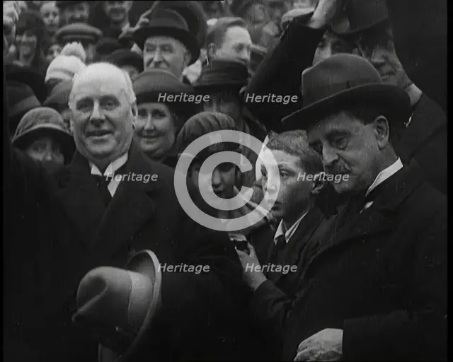 Sir James Barrie Standing With a Crowd of People, 1921. Creator: British Pathe Ltd.