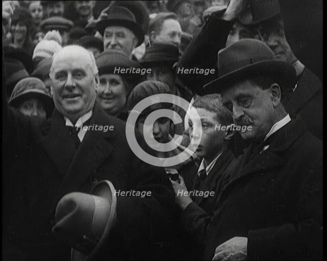 Sir James Barrie Standing With a Crowd of People, 1921. Creator: British Pathe Ltd.