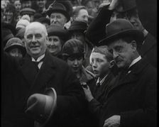 Sir James Barrie Standing With a Crowd of People, 1921. Creator: British Pathe Ltd