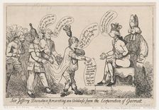 Sir Jeffery Dunstan Presenting an Address from the Corporation of Garratt, De..., December 30, 1788. Creator: Thomas Rowlandson
