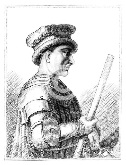 Sir John Hawkwood, English mercenary or condottiere in 14th century Italy, (1819). Artist: Unknown