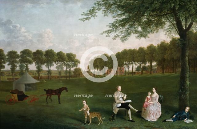 Sir John Shaw and his Family in the Park at Eltham Lodge, Kent, 1761. Creator: Arthur Devis.
