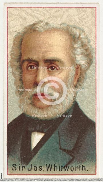 Sir Joseph Whitworth, printer's sample for the World's Inventors souvenir album (A25) for ..., 1888. Creator: Allen & Ginter.