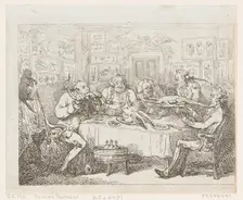 Sir Joseph Banks about to Eat an Alligator (‘The Fish Supper’), 1788 or later., 1788 or later. Creator: Thomas Rowlandson