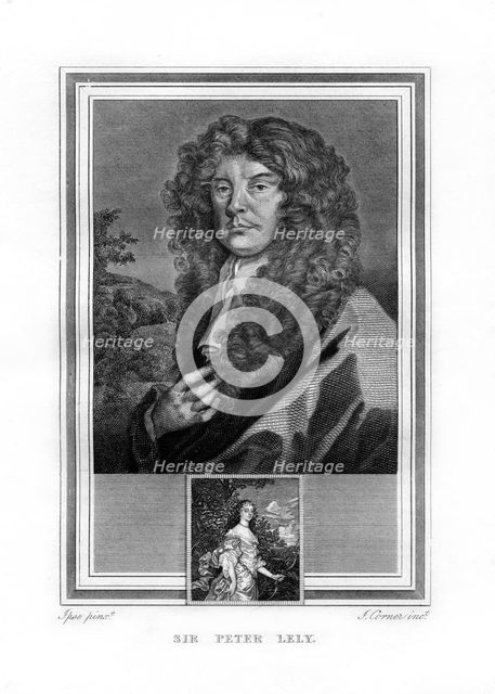 Sir Peter Lely, Dutch-born English Baroque era painter, (1825).Artist: John Corner