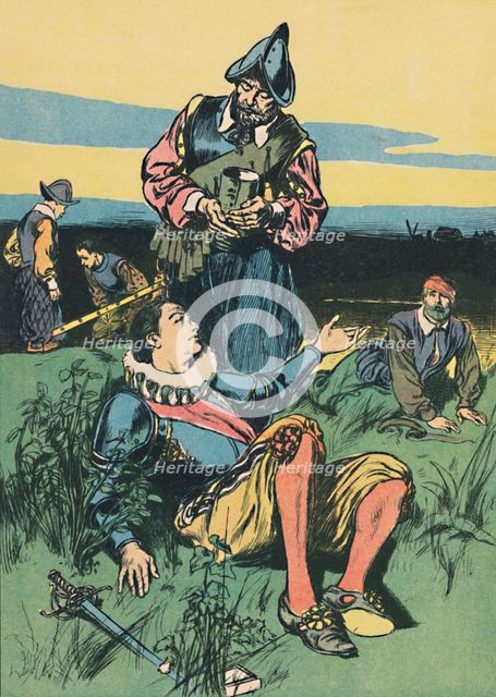 'Sir Philip Sidney and the Dying Soldier', c1907. Artist: Unknown.