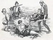 Sir Philip Sidney on the Battlefield of Zutphen c1900. Creator: Howard Davie