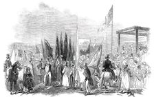 Sir Robert Peel raising the first turf of the Trent Valley Railway, 1845. Creator: Unknown
