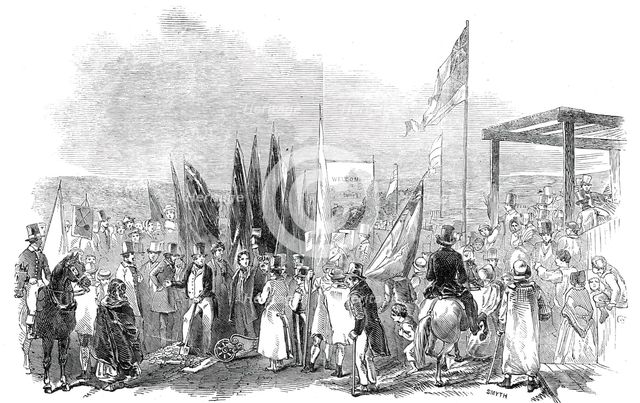 Sir Robert Peel raising the first turf of the Trent Valley Railway, 1845. Creator: Unknown.