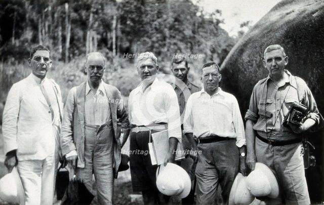 Sir Ronald Ross, JW Scharff and four others. Creator: Unknown.
