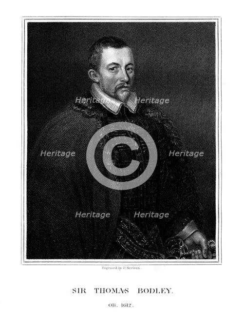 Sir Thomas Bodley, English founder of the Bodleian Library, (1823). Artist: E Scriven