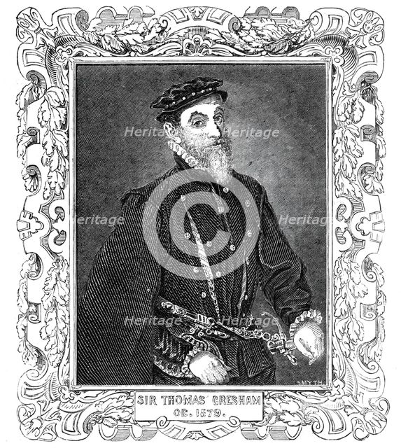 Sir Thomas Gresham - from the painting in Mercers' Hall, 1844. Creator: Unknown.