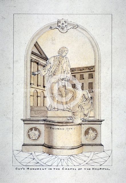 Sir Thomas Guy's monument in Guy's Hospital chapel, Southwark, London, c1790. Artist: Anon