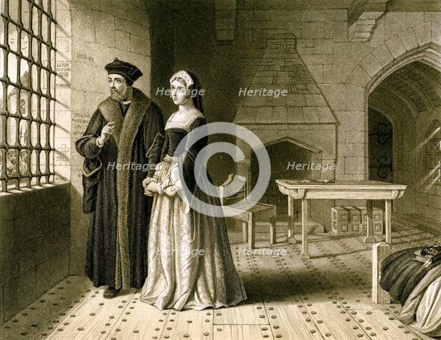 Sir Thomas More (1478-1535) and his daughter, Margaret, 19th century.Artist: R Anderson
