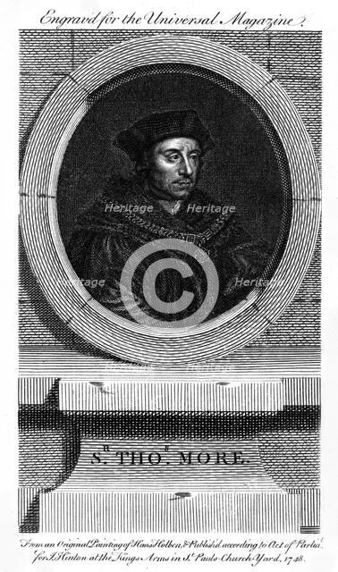 Sir Thomas More, Catholic English lawyer, writer, and politician, (1748). Artist: Unknown