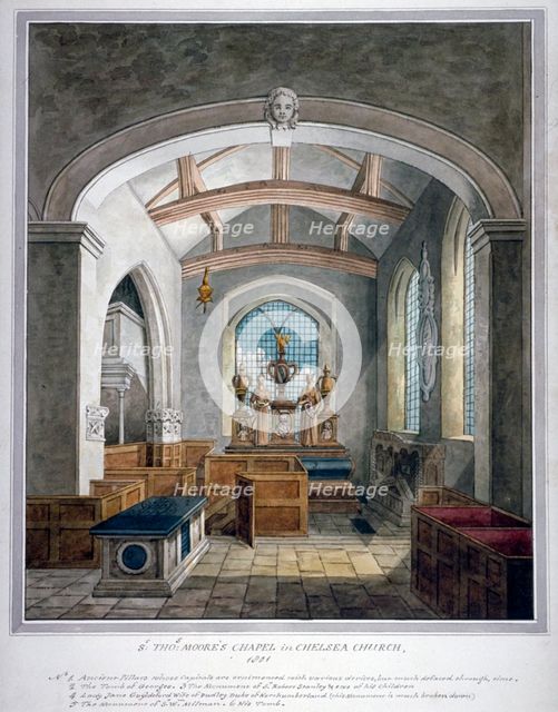 Sir Thomas More's Chapel, Chelsea Old Church, London, 1801. Artist: Anon