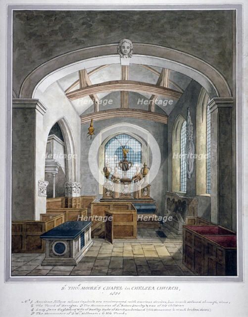 Sir Thomas More's Chapel, Chelsea Old Church, London, 1801. Artist: Anon