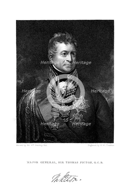 Sir Thomas Picton, British soldier, 19th century.Artist: Peltro William Tomkins