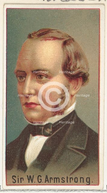 Sir W. G. Armstrong, printer's sample for the World's Inventors souvenir album (A25) for A..., 1888. Creator: Allen & Ginter.