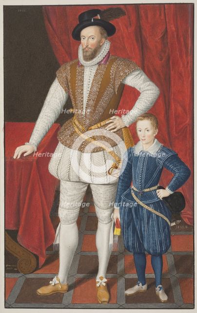 Sir Walter Raleigh and son, 1602. Artist: Anonymous  