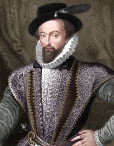 Sir Walter Raleigh, English writer, poet, courtier, adventurer and explorer, (1821). Artist: J Fitler