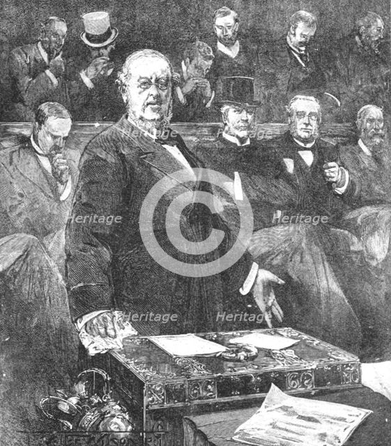 'Sir William Harcourt announcing the resignation of Lord Rosebery's government, 1895', (1901).  Creator: Unknown.